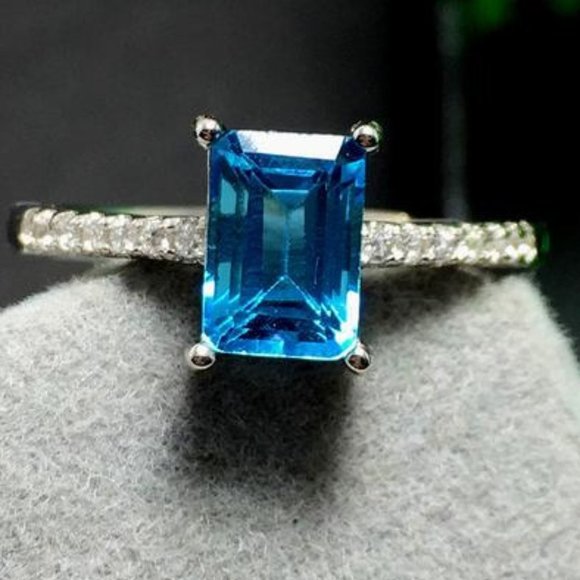🔥 Radiant Cut Pure Royal Blue Gemstone Zircon Macro Rings for Women, PD056 - Picture 1 of 8